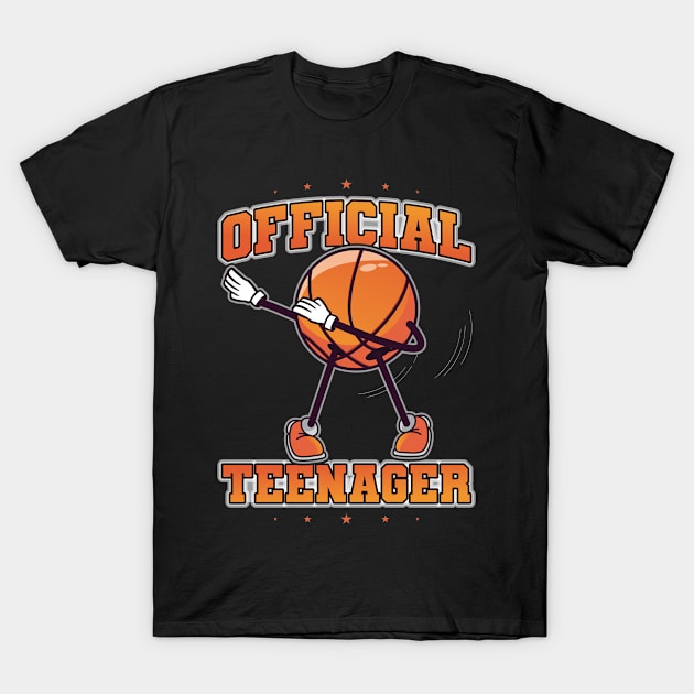 Official Teenager 13th Birthday Dabbing Basketball T-Shirt by Peco-Designs